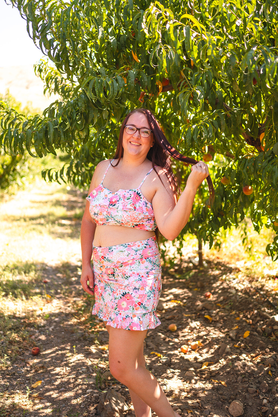 Modest swimwear top with full coverage, supportive top - front view