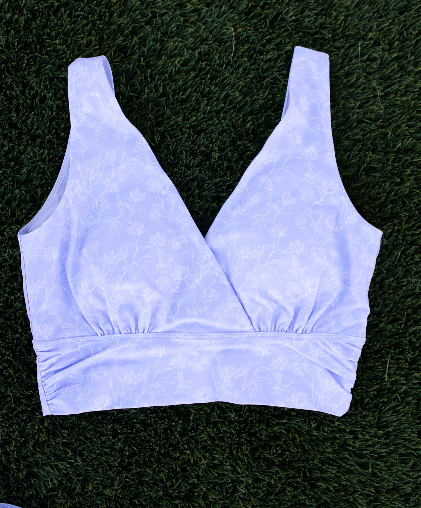 Modest swimwear top with full coverage, supportive top - front view