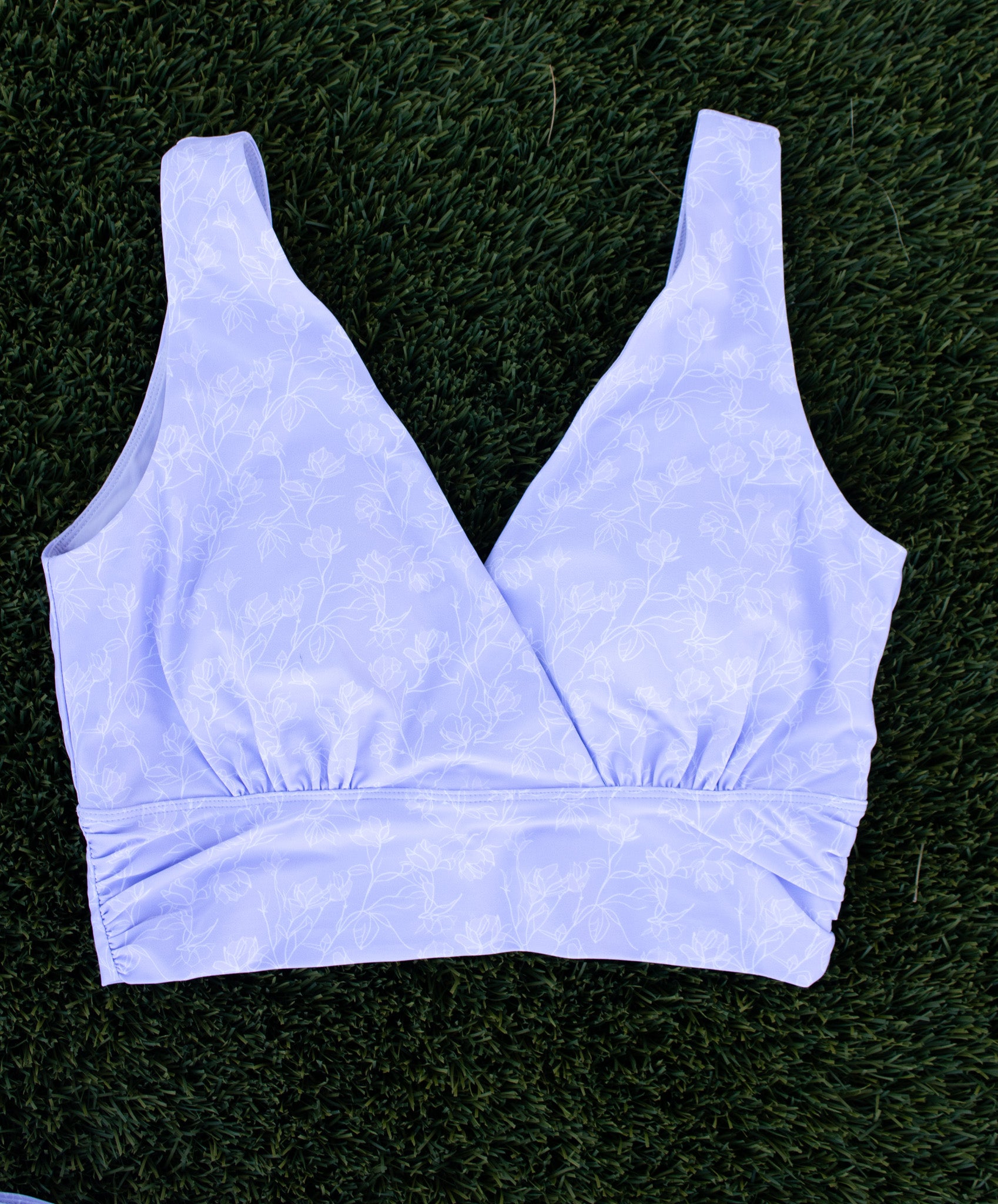 Modest swimwear top with full coverage, supportive top - front view