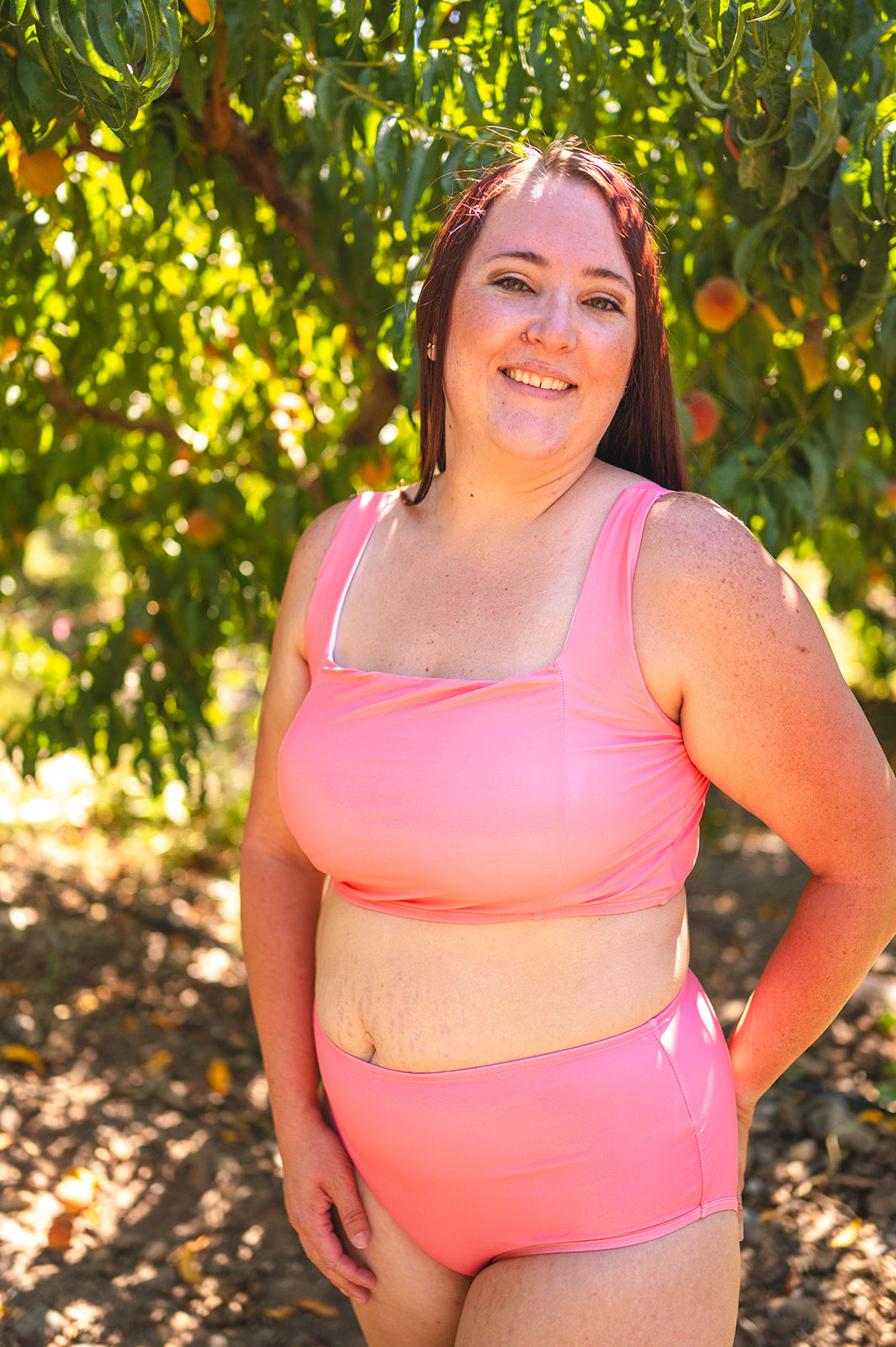 coral swimsuit top