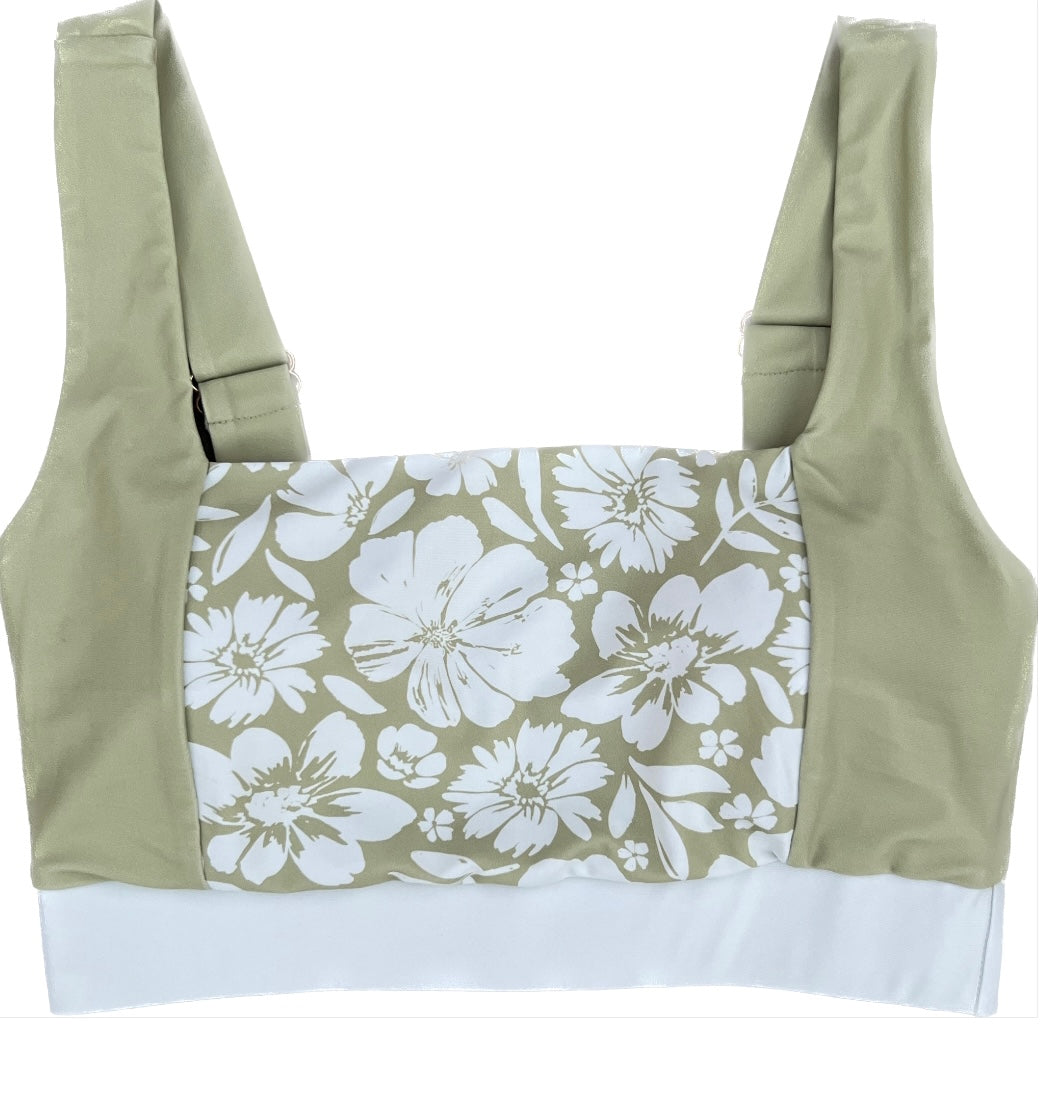 Modest swimwear top with full coverage, supportive top - front view