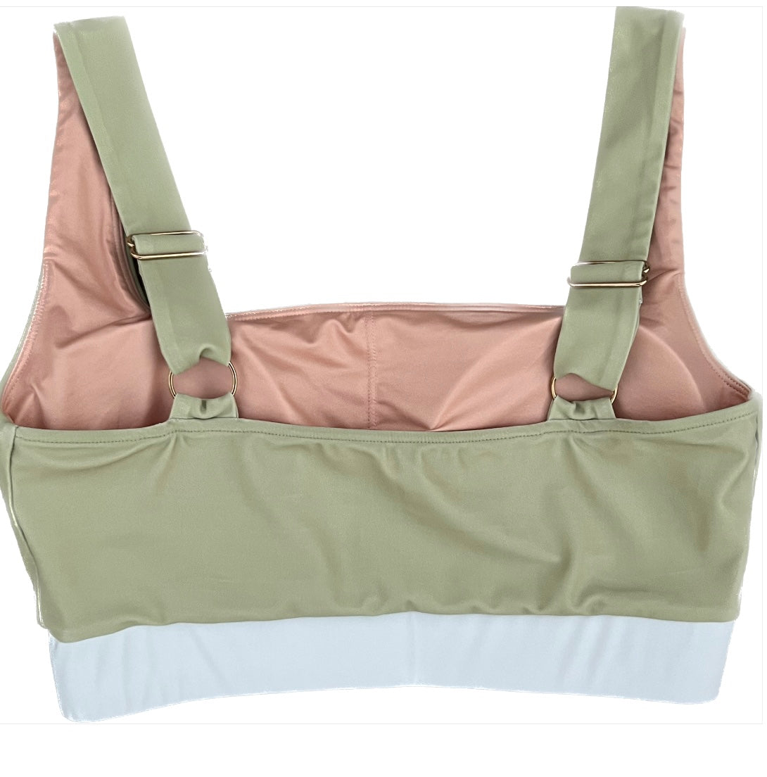 Modest swimwear top with full coverage, supportive top - back view