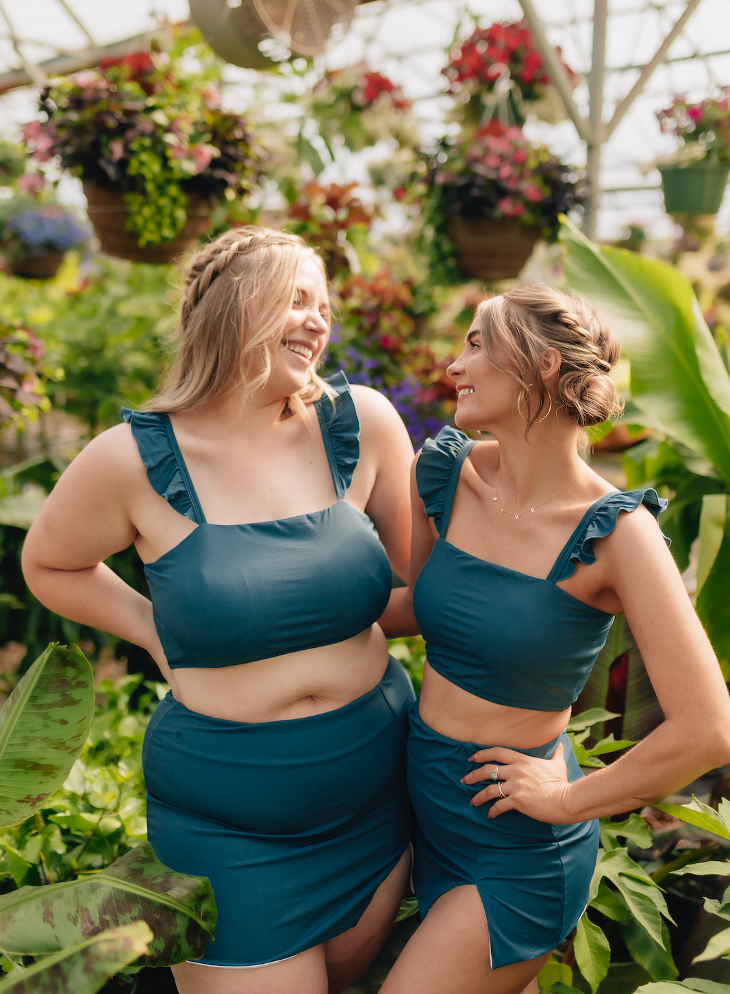 Modest swimwear top with full coverage, supportive top - front view